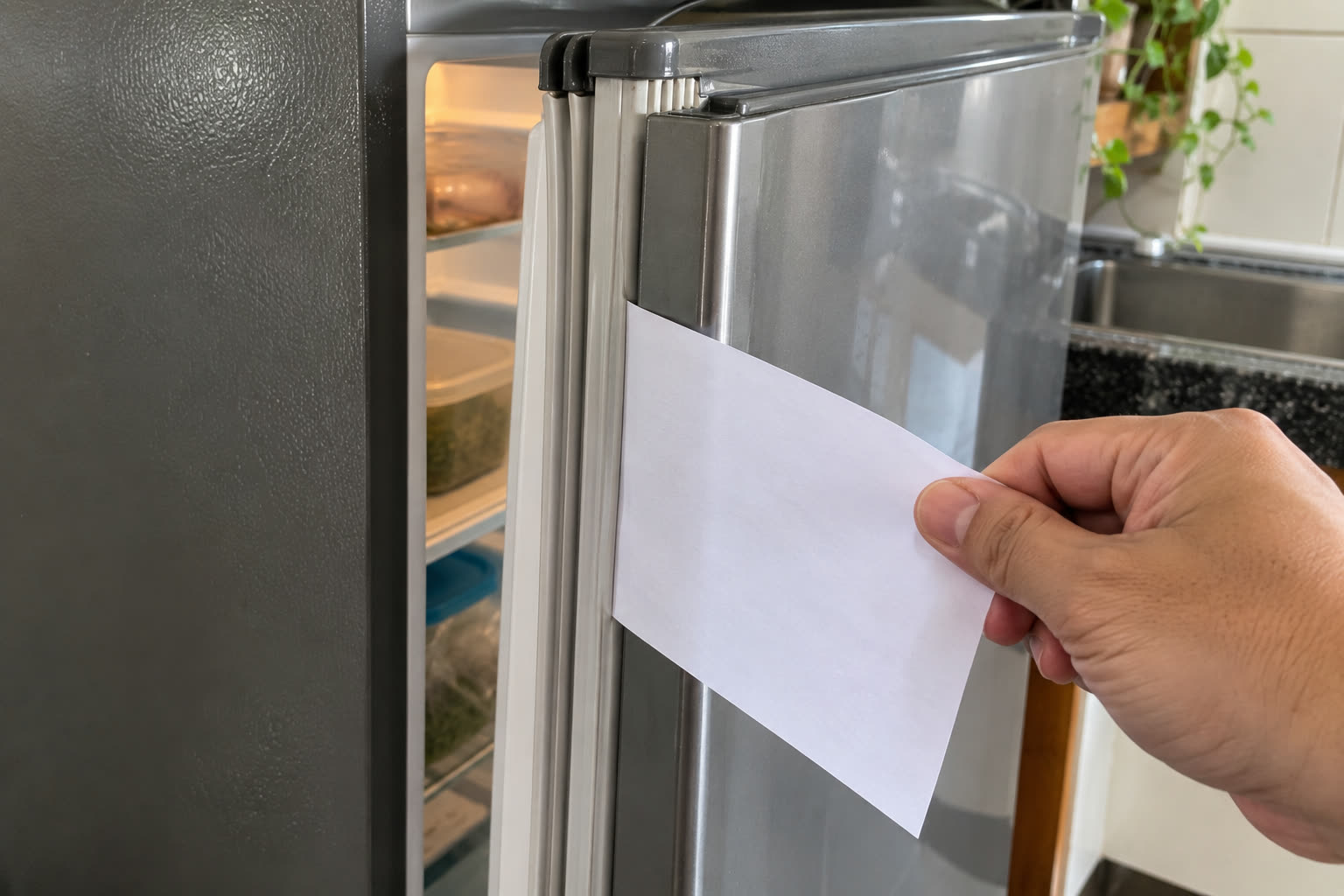 Tes kertas di karet pintu: kertas dijepit pintu lalu ditarik. Kalau kertas keluar tanpa hambatan sama sekali, karet di sisi itu kurang rapat.